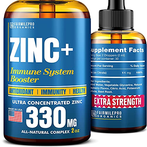 Liquid Zinc - Immune System Booster - Organic Zinc Drops to Maintain and Support Health - Ultra Concentrated Zinc+ - Vitamin Supplement Zinc for Men and Women - Highest Bioavailability (2oz)