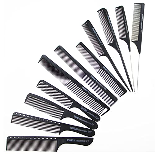 Peines de Peluqueria Profesional,ZUZER 11pcs Set de Peines Peluqueria Peines Profesionales Peluquería Peines para Peluquerías (plástico, negro)