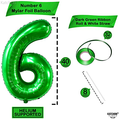 Image of KatchOn Giant Dark Green Number 6 Balloon - 40 Inch | 6 Birthday Balloon | 6th Birthday Decorations | 6 balloons for Birthday | Six Balloon Number | 6 Year Old balloon for 6 Year Decorations