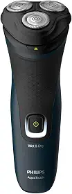Philips Shaver Series 1000 Barbeador elétrico molhado ou seco, lâminas ComfortCut, cabeças flexíveis 3 direcionais, abertura com um toque, 40 minutos de barbear sem fio a partir de uma carga de 8
