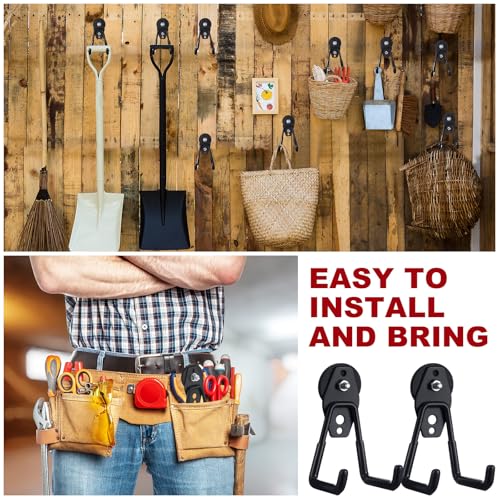 Image of Landhoow 18 Pcs Large Magnetic Hooks Heavy Duty Garage Magnet Hooks Strong Storage Utility Magnetic Hangers with Anti Slip Rubber Coating for Indoor and Outdoor Hanging (Black)