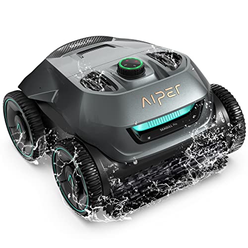 AIPER Cordless Robotic Pool Cleaner, WavePath Navigation, Wall-Climbing, Quad-Motor, 150 mins Runtime for Inground Pools up to 1,600 sq.ft, Seagull Pro ZT6002 Gray