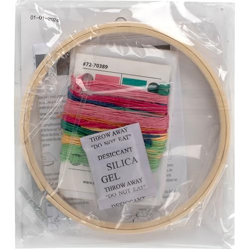 Image of Dimensions 72-70389 Butterfly Embroidery Needlepoint Kit for Beginners, 6 inch Diameter Hoop, Multicolor, 5 Pieces