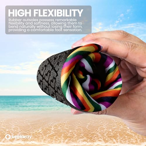 Image of SEEKWAY Water Shoes Women Men Adult Quick-Dry Aqua Socks Barefoot Non Slip for Beach Swim River Pool Lake surf Black SK002(U)