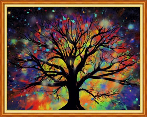 Image of Dooxvey Cross Stitch Kit for Adult Beginners - Moonlight Tree 16x20 inch Pattern