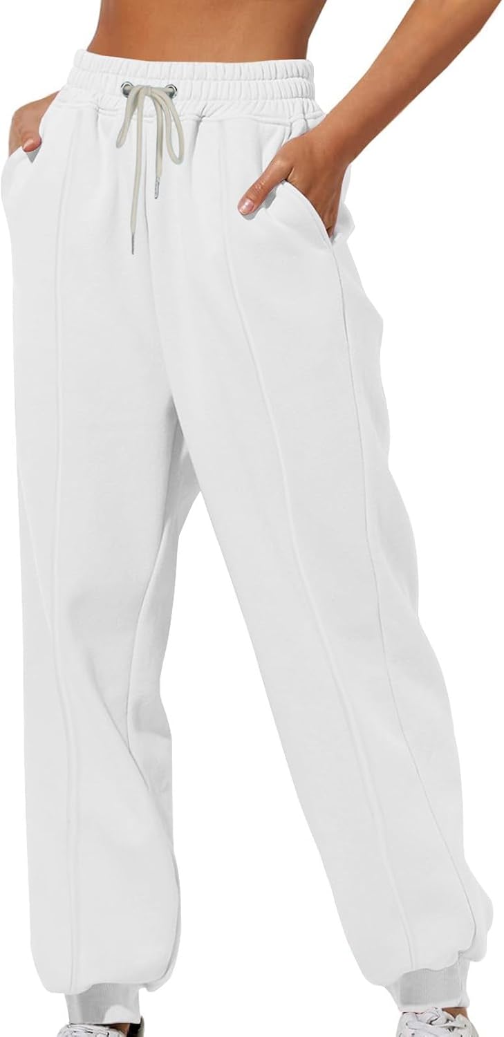 Sczwkhg Women’s Sweatpants with Pockets 2024 High Waisted Workout Athletic Joggers Pants Casual Drawstring Elastic Trousers