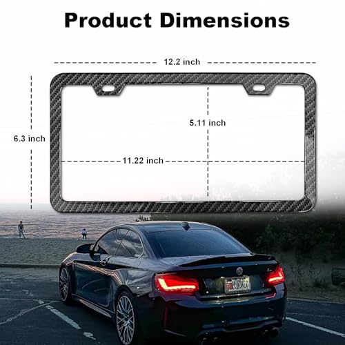 Image of 2 Packs License Plate Frame Carbon Fiber Printed Aluminum Metal Licence Plate Holder for Car Universal Fit for Men Women