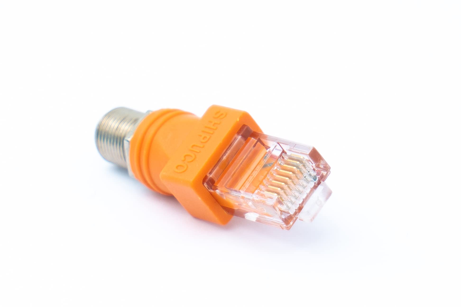 System-S Adapter koncentryczny RJ45 wtyczka do wtyczki typu F 50 omów kabel w kolorze pomarańczowym