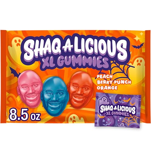 SHAQ-A-LICIOUS Individually Wrapped XL Gummies Original Flavor Snack Size, Halloween Chewy Candy Bag, 8.5 oz