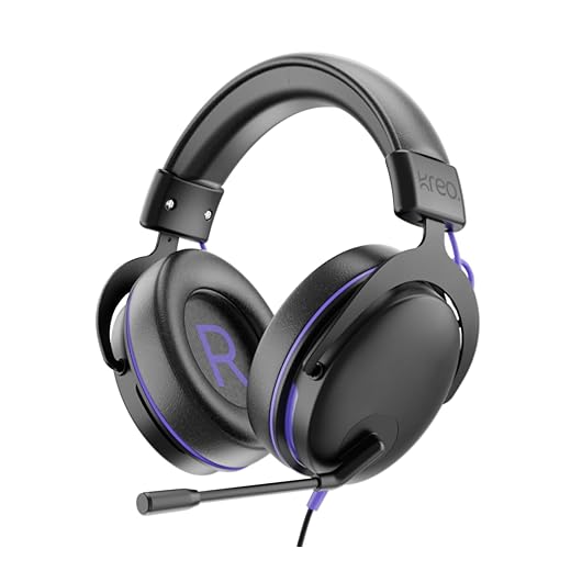 Kreo Beluga V2 Wired Gaming Headphone with Flip to Mute Mic, 50mm Oraphene Drivers, 3.5mm Jack, Memory Foam Earpads, Lightweight Aluminum Build and Compatible with PC, PlayStation, Mobile.