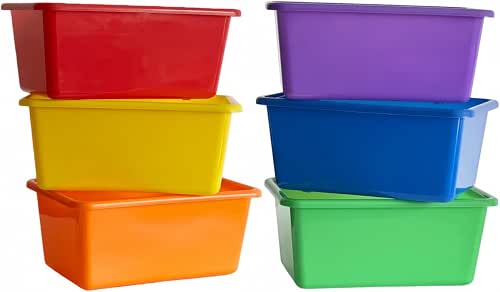 RAUVOLFIA 6 Pack Small Cubby Bin Storage Bins, Multi-Purpose Plastic