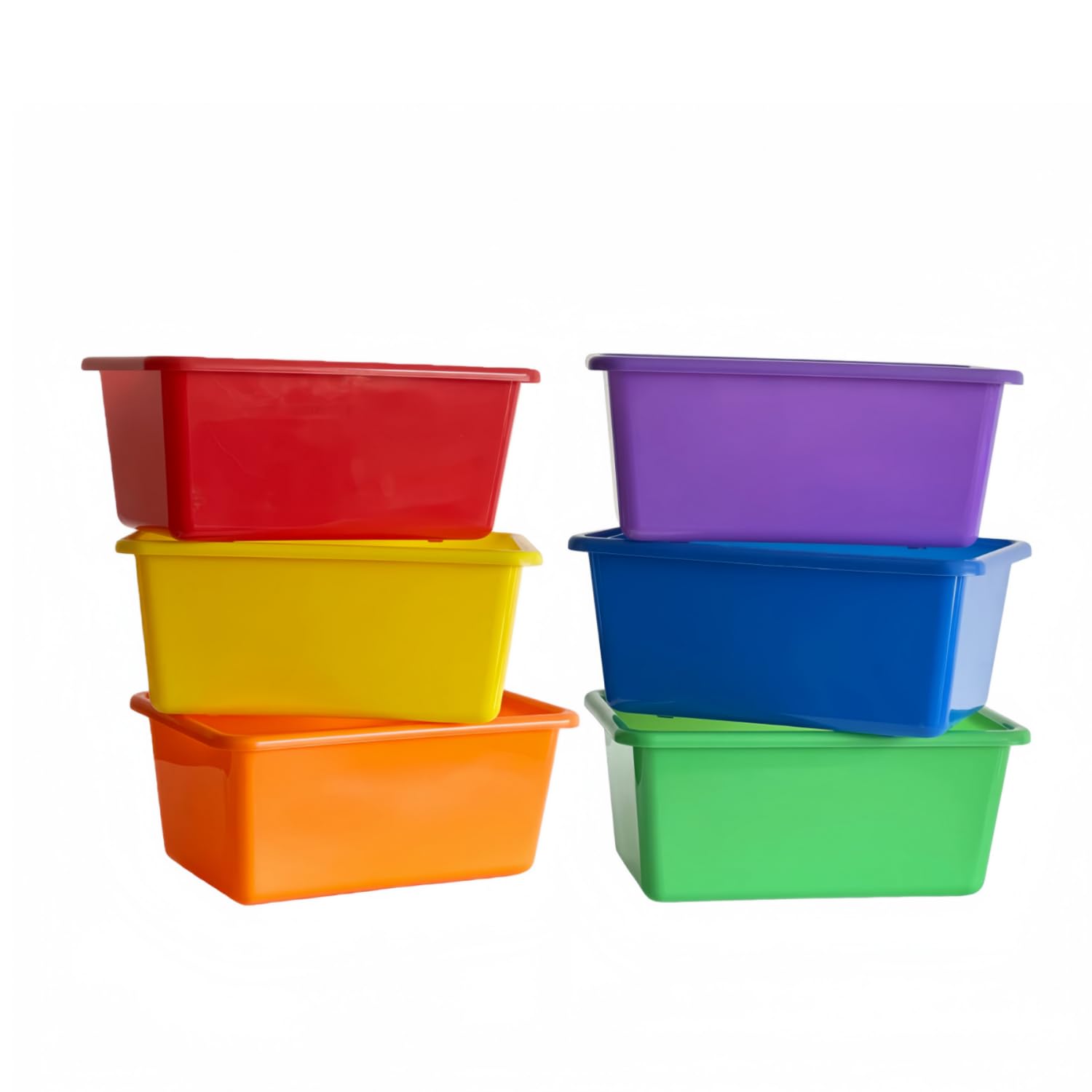Photo 1 of 6 Pack Small Cubby Bins, Plastic Storage Containers for Classroom, Rainbow
