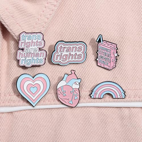 DD-life 6/12 Pcs Trans Rights Are Human Rights Brooch,Transgender Pride Pin,Heart Organ Rainbow Enamel Brooch Pin,Rainbow Pride Pins,Cartoon Milk Box Pin Brooch3