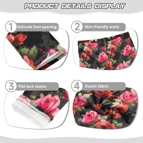 Rose Splash Paint Girls Leggings Soft Stretch Workout Yoga Dance Pants for Kids Casual Tights3