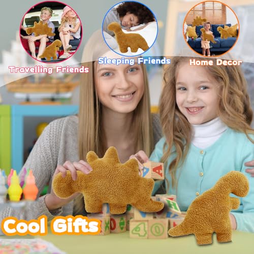 Isaacalyx 3 Pack Dino Nugget Pillow, Funny Gifts for Birthday Gifts, Dinosaur Theme Party Decorations (3 Packs Dino)