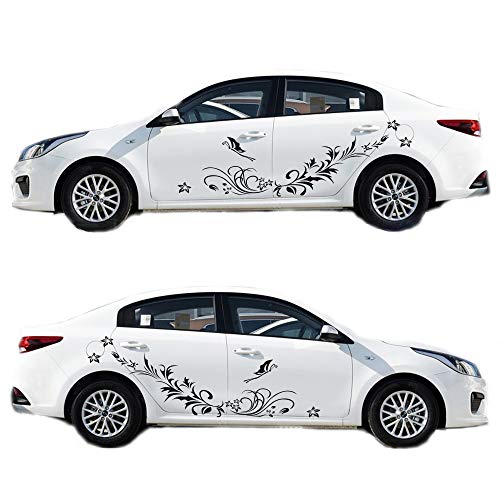 Image of Car Body Decals Carved Hollow Flower Butterfly Decorative Stickers Anti-Scratch for Cars, Vans, SUVs, Trucks,Set of 3 pcs (Black)