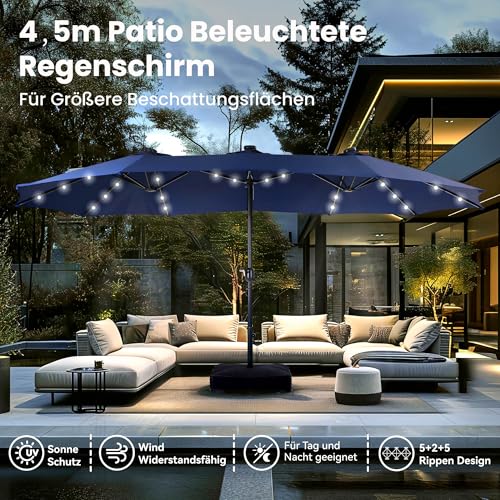 Sombrilla rectangular estable de 450x270 cm que resiste el viento en balcones 2