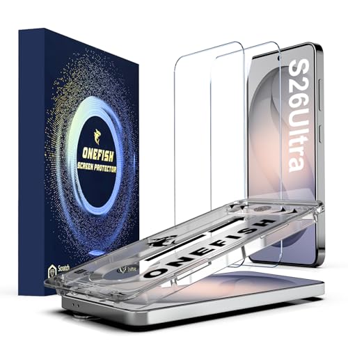 Image of OneFish Screen Protector Compatible with Samsung Galaxy S26 Ultra, 9H Tempered Glass, HD Clear, Scratch Resistant, 10s Auto Dust-Elimination Installation, Support Fingerprint Unlock,2 Pack