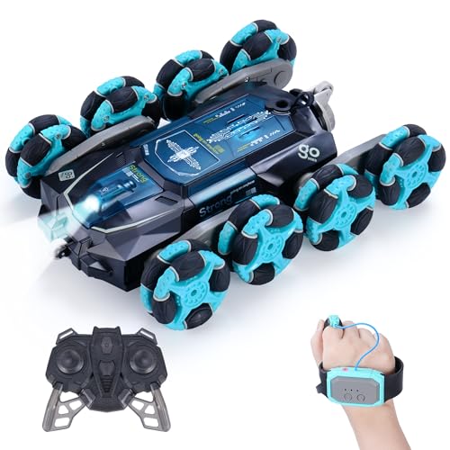 Gesture Sensing RC Stunt Car, 2.4 GHz Hand-Controlled 8WD Off-Road Drift Car with Lights & Music for Kids 6-12