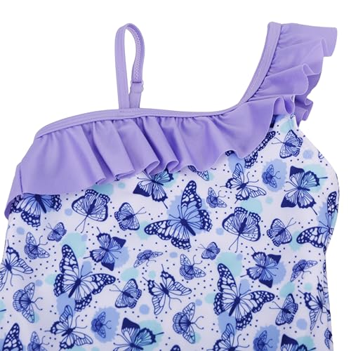 Image of LIZENS Girls' Swimwear One Shoulder Ruffle One Piece Beach Bathing Suit for Girls Fruit Floral Toddler Kids Swimsuit