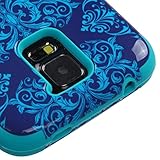 MyBat TUFF Hybrid Phone Protector Cover for Samsung Galaxy S5 - Retail Packaging - Purple/Blue Damask/Tropical Teal
