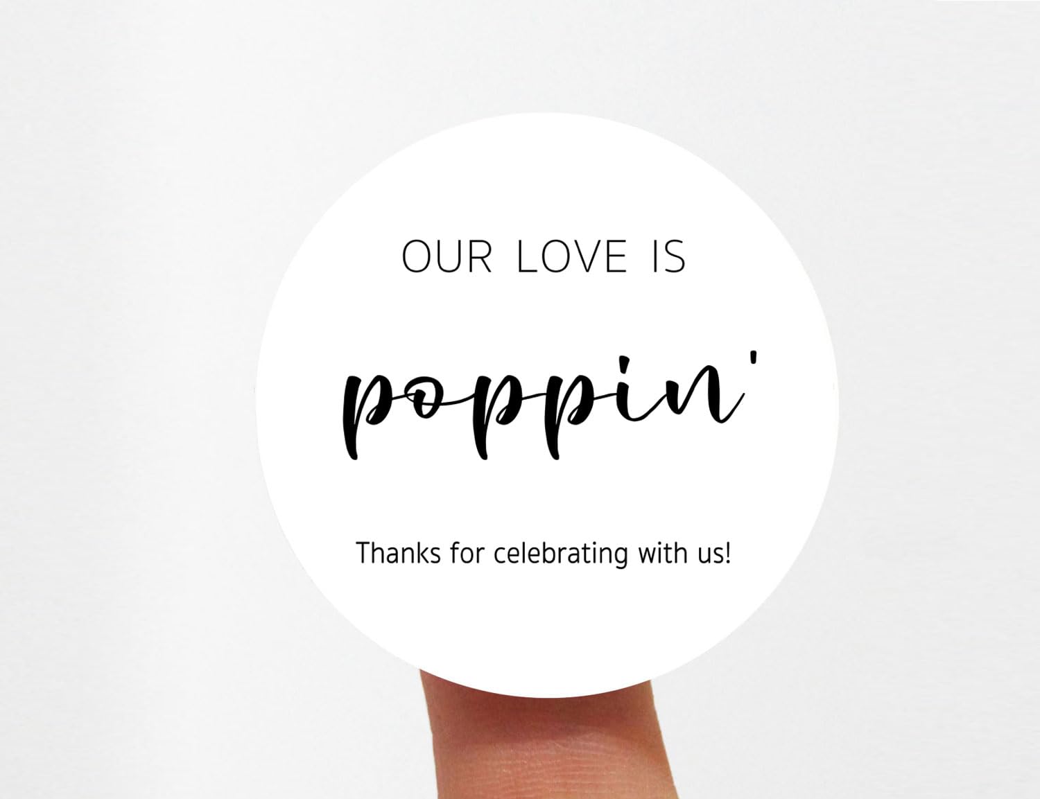 Our Love is Poppin' Wedding Popcorn Stickers - Set of 120 Circle Labels for Popcorn Favor Bags, Wedding Favors
