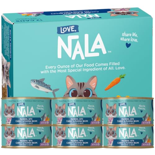 LOVE NALA - Natural Adult Cat Wet Food - Mackerel with Carrot & Pumpkin Pate Recipe - 2.8 oz Pack of 24 Cans - Grain-Free Non-GMO No Gums No Carrageenan