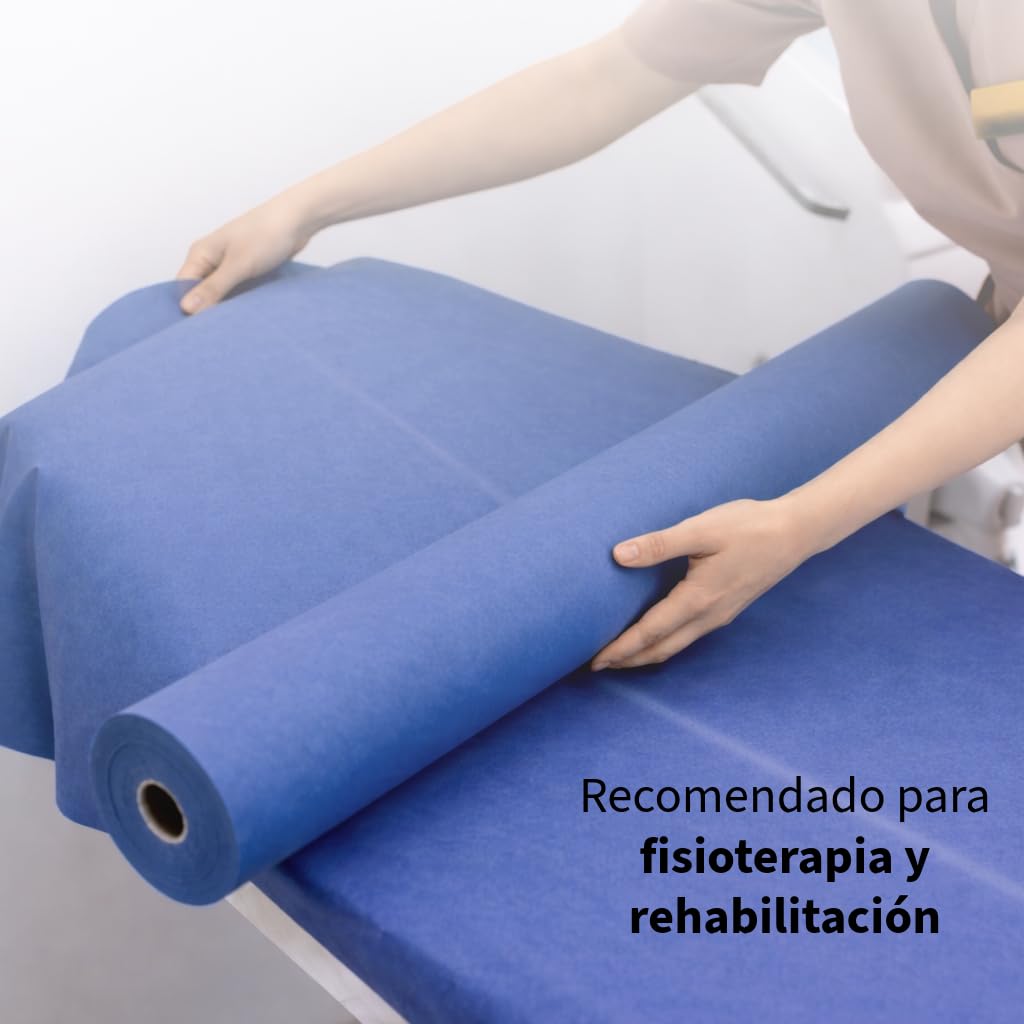Papel Camilla Ecológico Azul 60 cm x 70 m | 1 Rollo Sin Precorte | Papel Camilla Masaje Sin Precorte