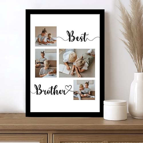 Image of Art Street Customized Best Brother with 4 Photo Collage print for Brother, Rakhi Gifts Photo Frame With Photo Upload, Birthday, Gift for Husband, Couple, Brother, Sister, Parrents(A4)