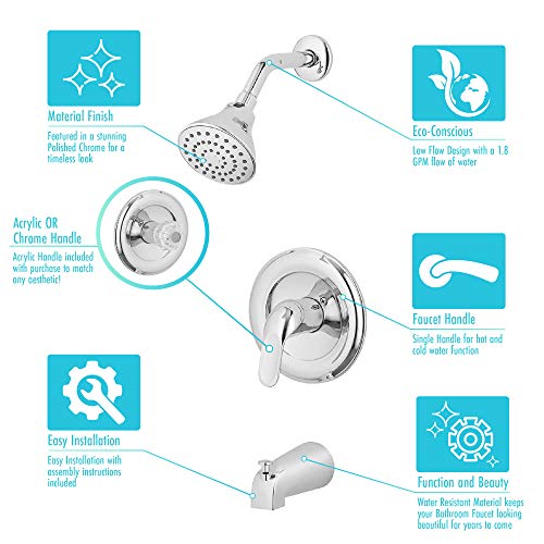Aqua Vista 10TS12H-CH-AV Lever Tub and Shower Faucet Trim Kit, Polished Chrome Single Handle by Aqua Vista - Image 7