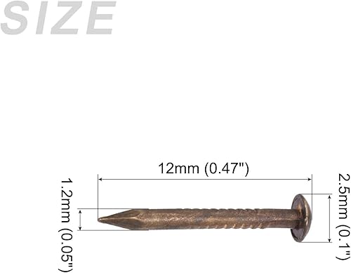 Vista 11 de METALLIXITY Uñas pequeñas (0.069 x 0.394 pulgadas), 200 unidades, uñas pequeñas de latón, para carpintería doméstica, tono bronce