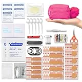 Women's First Aid Kit 120PCS Portable Set Home Travel Outdoor First aid Essential Items for Girl Lady Mother Wife Nurse for Girl Lady Mother Wife Nurse Present Set (Pink)
