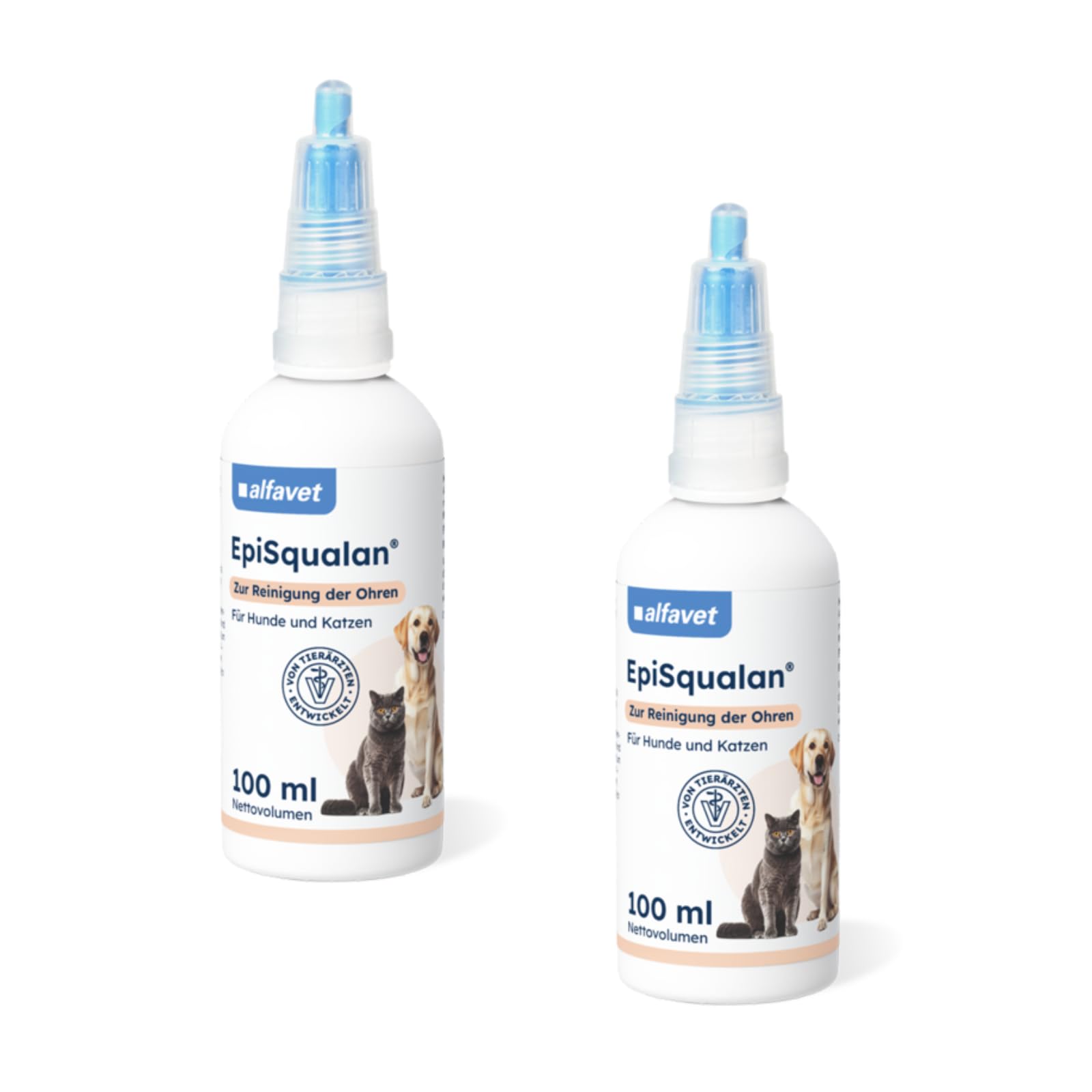 Generisch Alfavet EpiSqualan Lot de 2 nettoyants auriculaires pour chiens et chats 100 ml