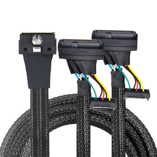 XAGMODSHN SFF 8654 8I to 2X SFF 8639 Adapter with 15P SATAs Power NVME PCIe HDDs Cable for Stable Data Transfer