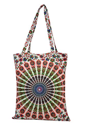Trade Star Mandala Indian Shopping Bag, Bolsa de algodón Bohemio, Bolso Floral para Mujeres, Bolsa de Playa étnica, Bolsa de Hombro Multicolor Cover