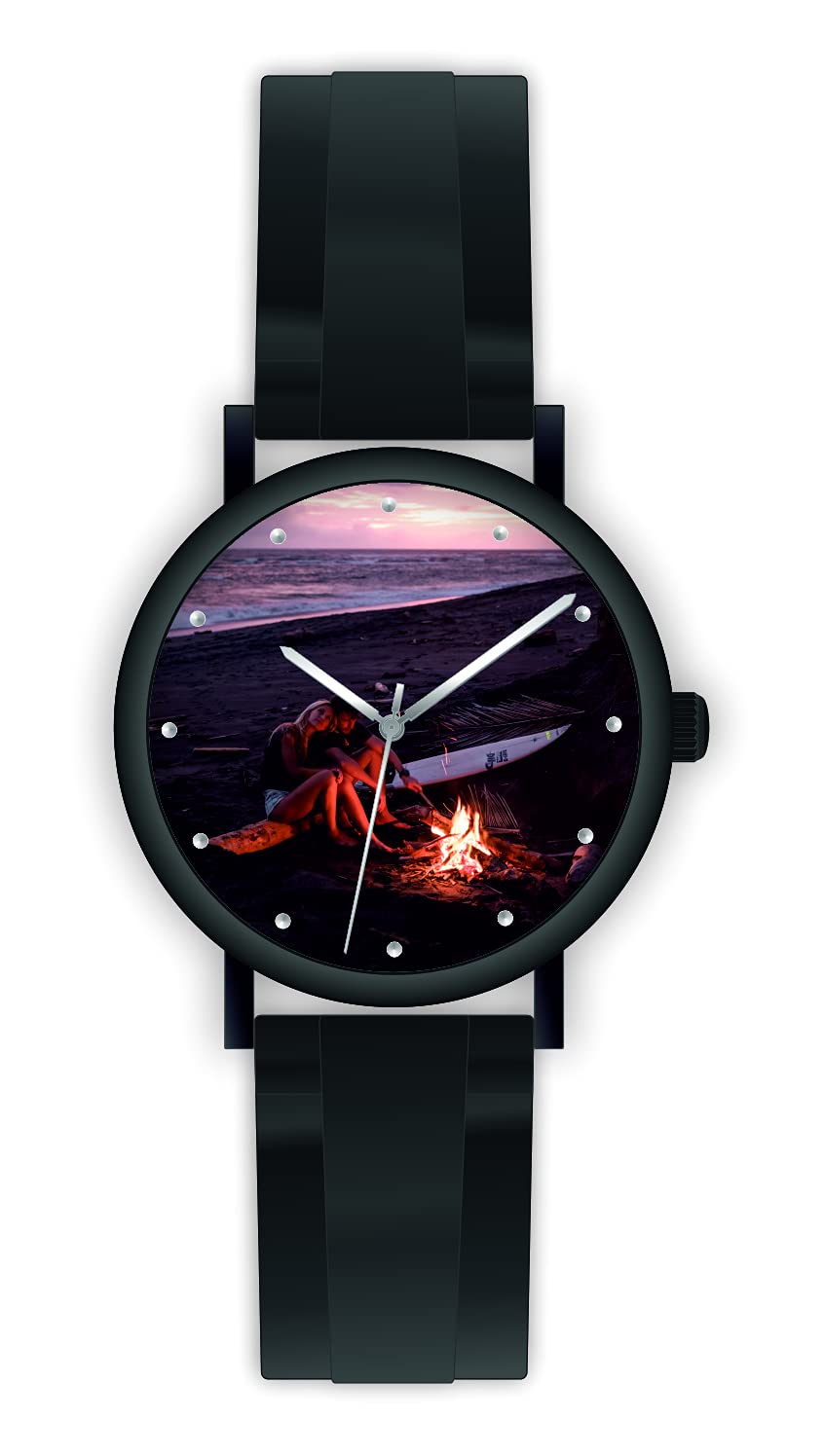 memories Reloj con foto personalizada reloj de 40 mm con imagen 3BAR reloj fotográfico fabricado en Alemania, Negro , Correa