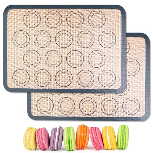 HOOMIL Macaron Silicone Baking Mats 2-Pack, 13" x 9" Quarter