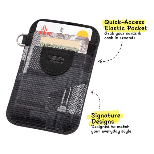 Image of POCKT Slim Card Holder Wallet For Men and Women - Minimalist Front Pocket Wallet Elastic Credit Card Holder Genuine Leather RFID Blocking Card Case Wallets | Smutch