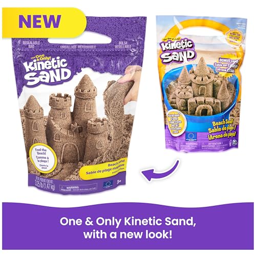 Image of Kinetic Sand 3.25lb Beach Sand Amazon Exclusive, Sensory Toys, Ages 3+ | Moldable Play Sand with Realistic Texture, Refill Playsets & Sensory Bins, Creative Open-Ended Play, Birthday Gifts for Kids