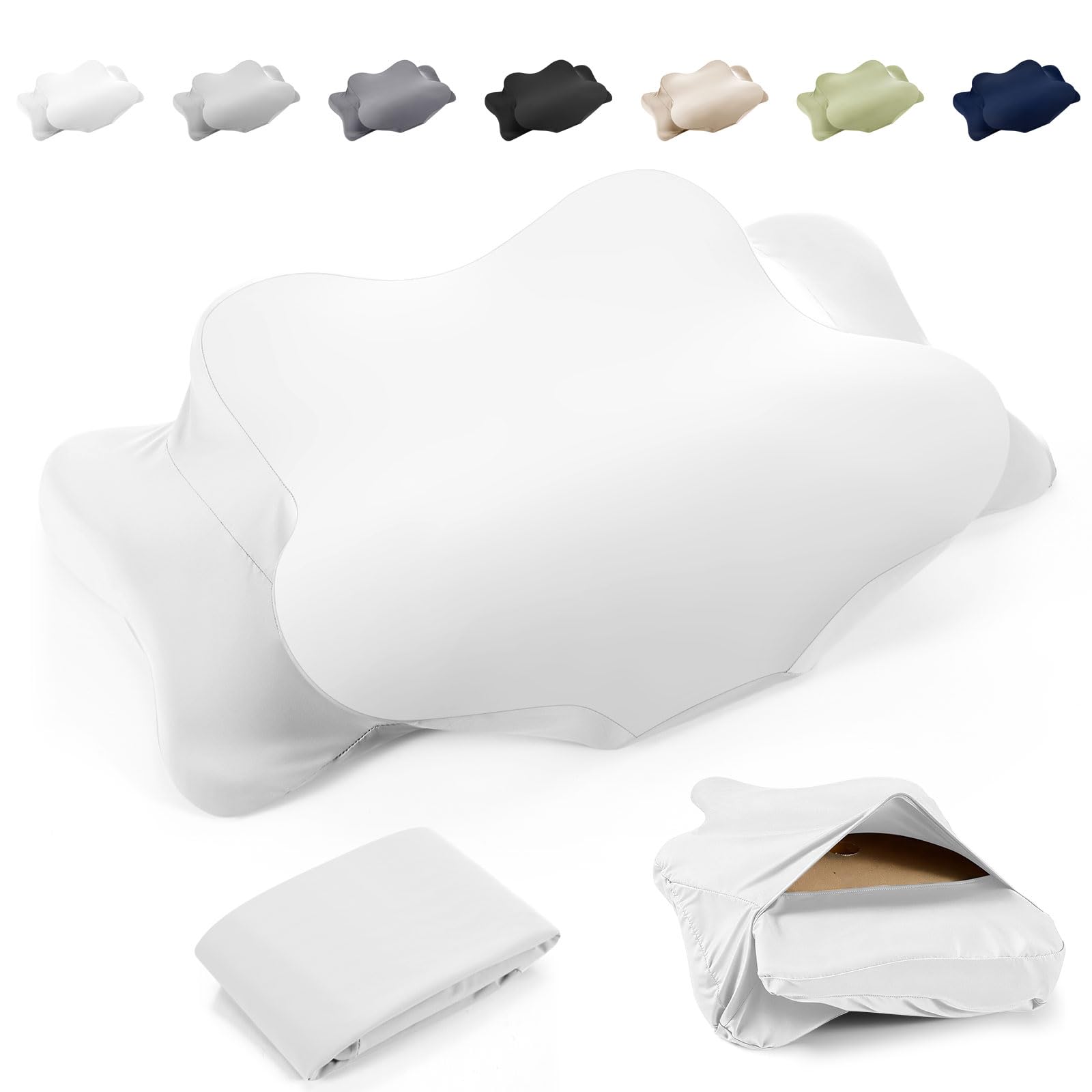 Photo 1 of Hahafelt Cooling Cervical Pillowcase Cover with Envelope Closure (Only Pillow Case) Ergonomic Neck Pillowcase Smooth Soft Cool Pillow Cover for Side Back Stomach Sleepers(White,Standard Size)