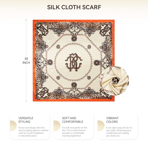 Head Scarf for Women Hair - 2 Pack 35" Square Satin Scarf, Silk Hair Scarf for Women Head Wrap for Sleeping4