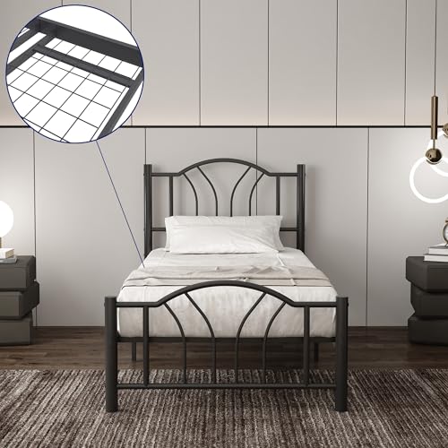 AVENSIS Bella 3ft Heavy Duty Mesh Base Metal Platform Bed Frame Base Mattress Foundation, Premium Strong Steel Support, Under Bed Storage Space, Easy Assembly, Single, Black