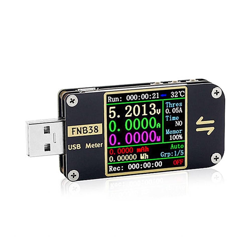 DollaTek FNB38 USB-Messgeräte, Multimeter, Strom- und Spannungsmonitor, 4.44 Zoll IPS-Farb-LCD-Display, DC 4-24 V, 5 A, QC 2.0/3.0