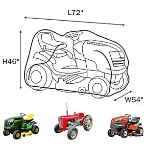   Riding-Lawn-Mower-Cover-Waterproof-Tractor-Cover-Fits-Decks-up-to-54-Heavy-Duty-420D-Polyester-Oxford-Covers-Against-Water-UV-Dust-Dirt-Wind-for-Outdoor-Lawn-Mower-Storage