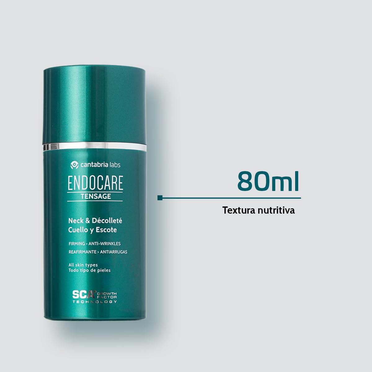 Cantabria Labs – Endocare Tensage Cuello y Escote – Crema Reafirmante 80 ml – Mejora flacidez, acumulación de grasa, tono irregular.