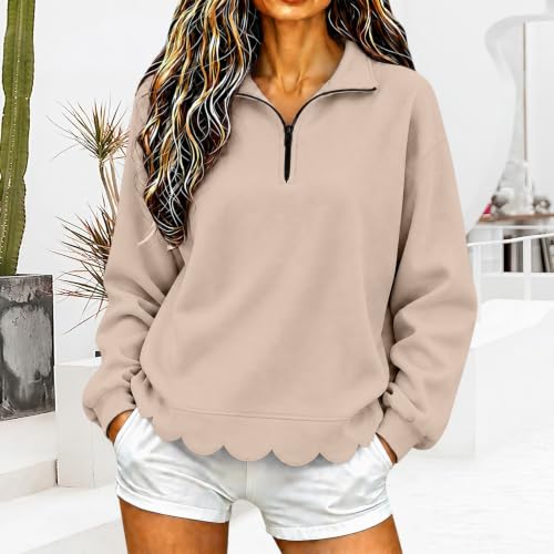 Sweatshirts for Women Loose Fit Scalloped Edge Casual Pullover Tops 2026 - image 3