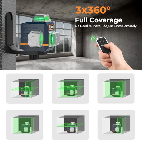 Image of CIGMAN 3D Laser Level with Tripod,Remote Control,Compact Design,4000mAh Battery,Rotary Base,3x360Self-Leveling Green Laser Leveler for Picture Hanging and DIY Projects