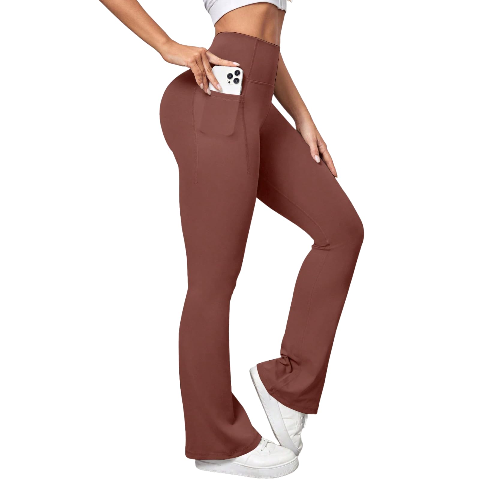 Pantalones de Yoga para Mujer Cintura Alta Flared Leggings Control de Barriga Elasticos Yoga de Pants para Pilates Ejercicio Fitness Trabajo Casuales