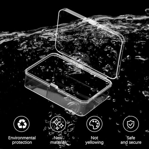 Image of 6Pcs Mini Containers with Lids Small Bead Organizer Box 2.44x3.39 Inch Clear Plastic Transparent Rectangle Storage Container for Crafts Accessories Collecting Beads Jewelry Supplies Hobbyists