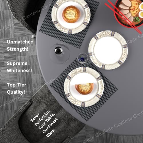 Image of Castleite Piccolo Melamine Plates Set of 6 - Break Resistant, Round Designer Plate for Eating or Serving in Home, Kitchen Use or Cafe, Stainless (Maison Golde, Dinner Plate 6 Pcs)